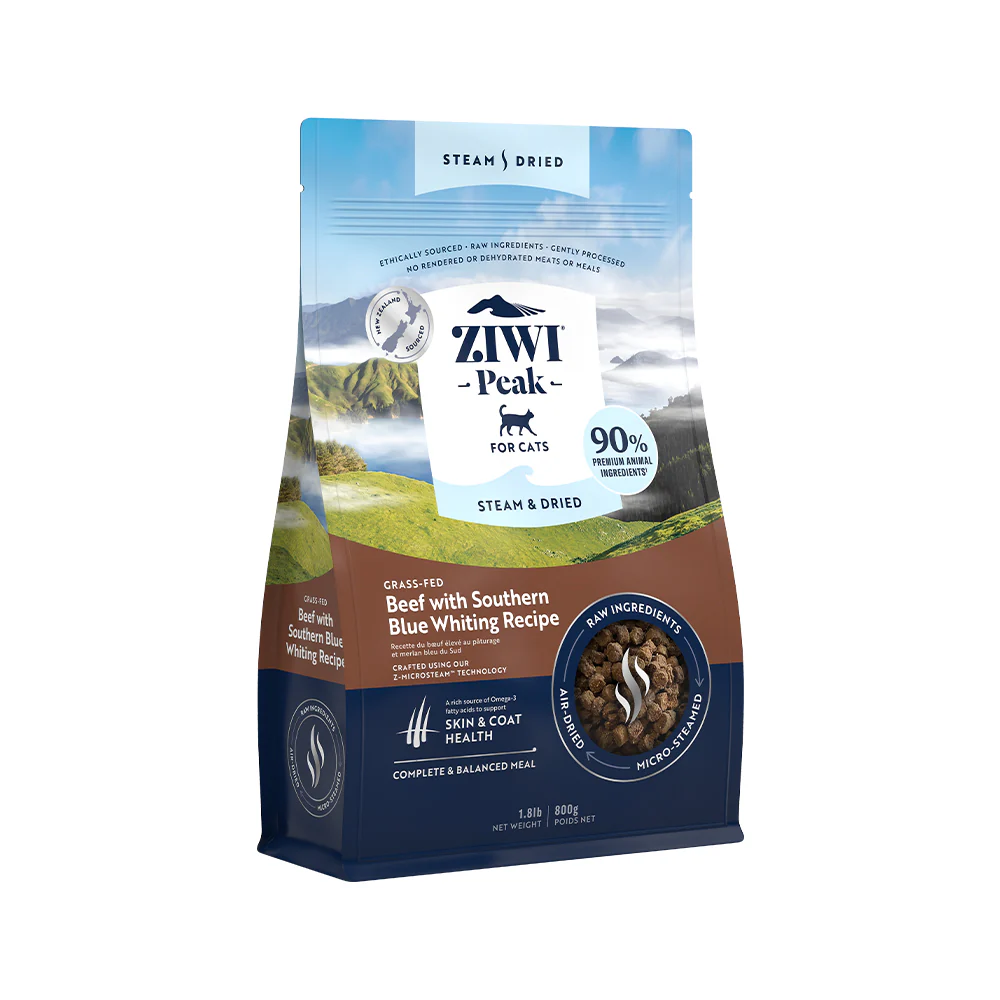 ZIWI PEAK Steam & Dried Grass-Fed Beef with Southern Blue Whiting Cat Food - Image 4