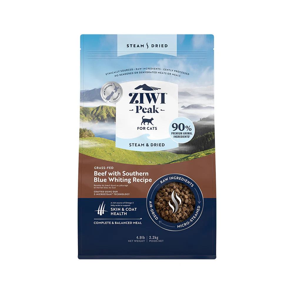 ZIWI PEAK Steam & Dried Grass-Fed Beef with Southern Blue Whiting Cat Food - Image 6