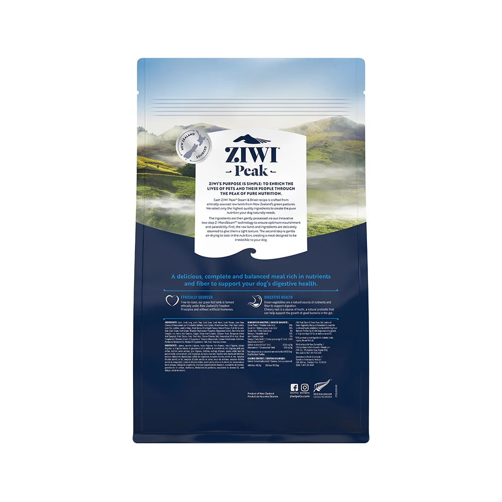 ZIWI PEAK Steam & Dried Grass-Fed Lamb with Green Vegetables Dog Food - Image 2