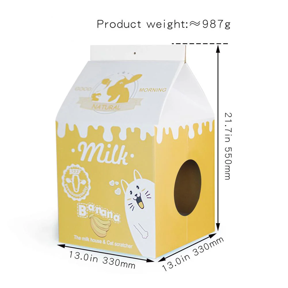 ZODIAC Yellow Milk Box Cat Scratchers 32x32x56cm - Image 2