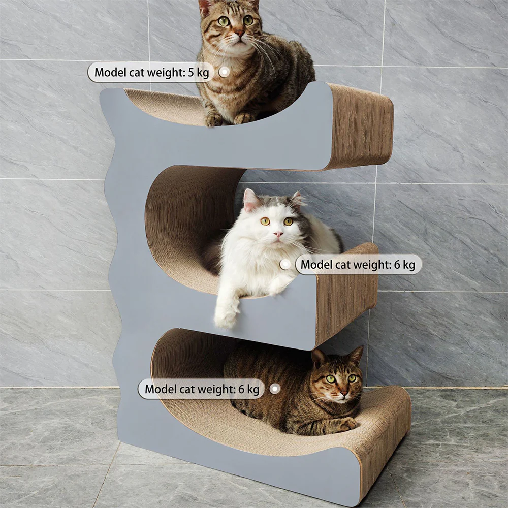 ZODIAC Grey E-shaped Cat Scratcher 43.5x45.5x35.5cm - Image 2