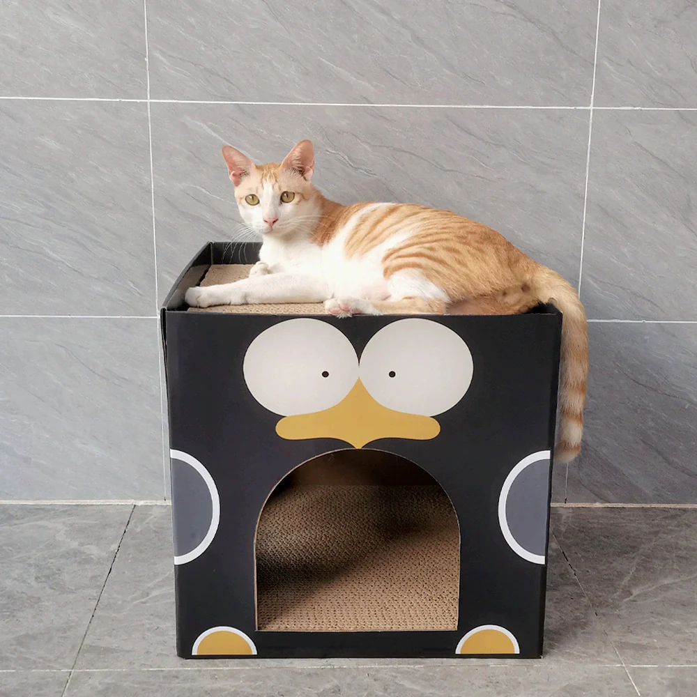 ZODIAC Square black penguin-shaped Cat Scratcher 40x40x40cm - Image 2