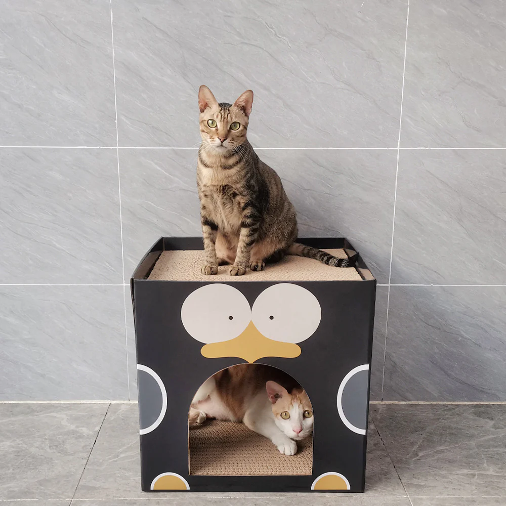 ZODIAC Square black penguin-shaped Cat Scratcher 40x40x40cm - Image 3