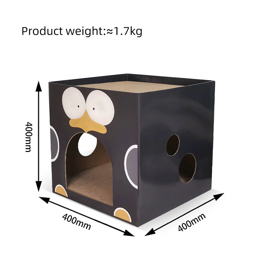 ZODIAC Square black penguin-shaped Cat Scratcher 40x40x40cm - Image 6