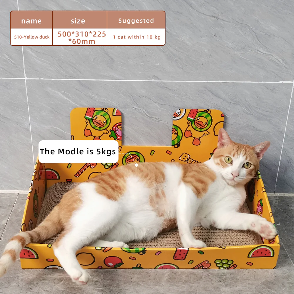 ZODIAC Yellow Cartoon Fruit Box Corrugated Cardboard Cat Scratcher 51x31x25.5cm - Image 4