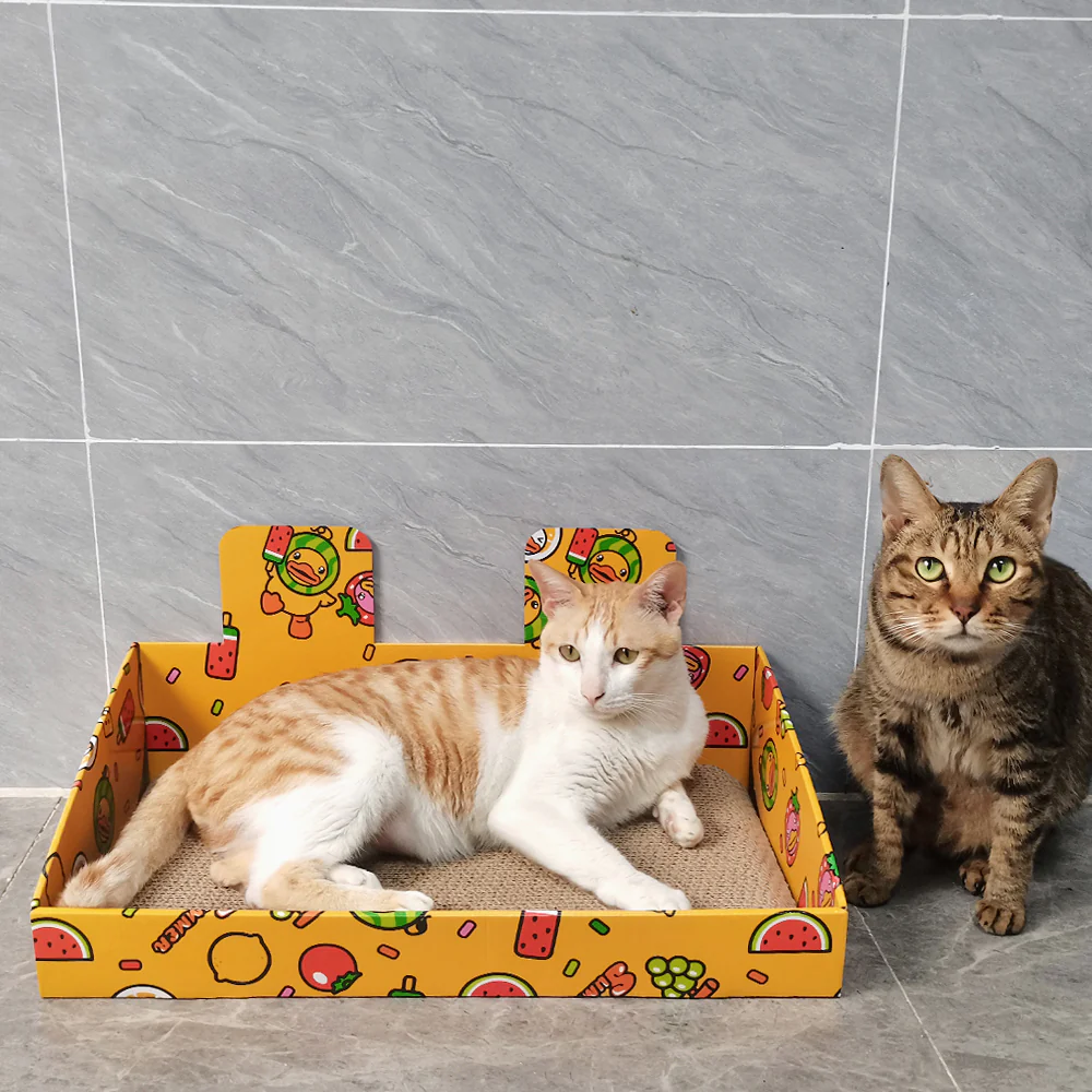 ZODIAC Yellow Cartoon Fruit Box Corrugated Cardboard Cat Scratcher 51x31x25.5cm - Image 5