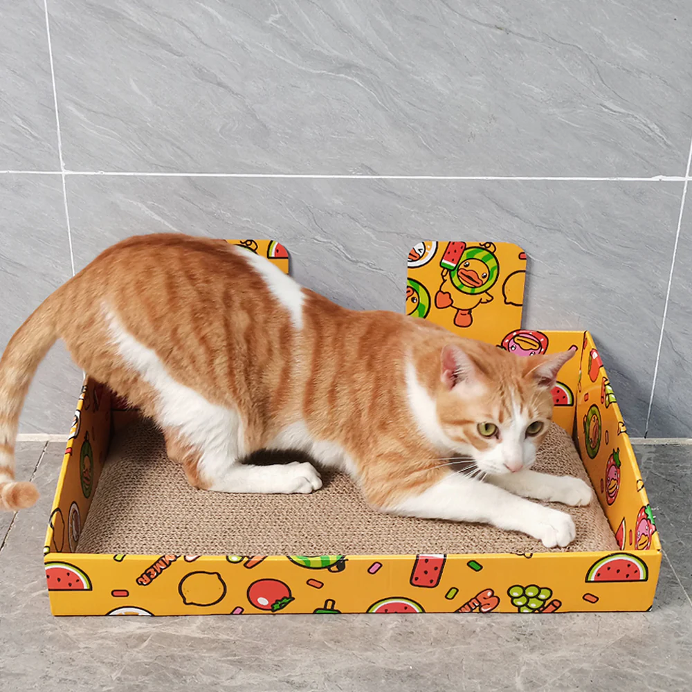 ZODIAC Yellow Cartoon Fruit Box Corrugated Cardboard Cat Scratcher 51x31x25.5cm - Image 6