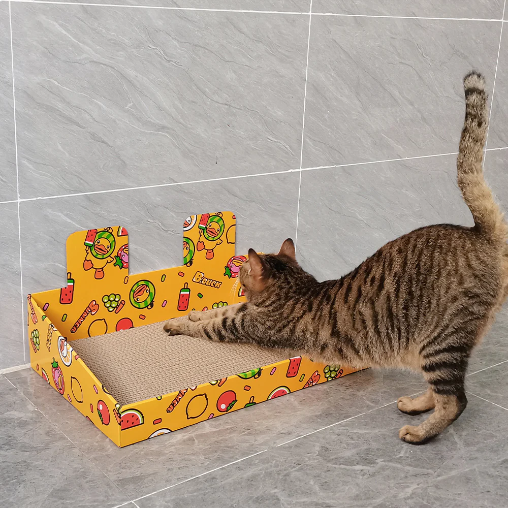 ZODIAC Yellow Cartoon Fruit Box Corrugated Cardboard Cat Scratcher 51x31x25.5cm - Image 7