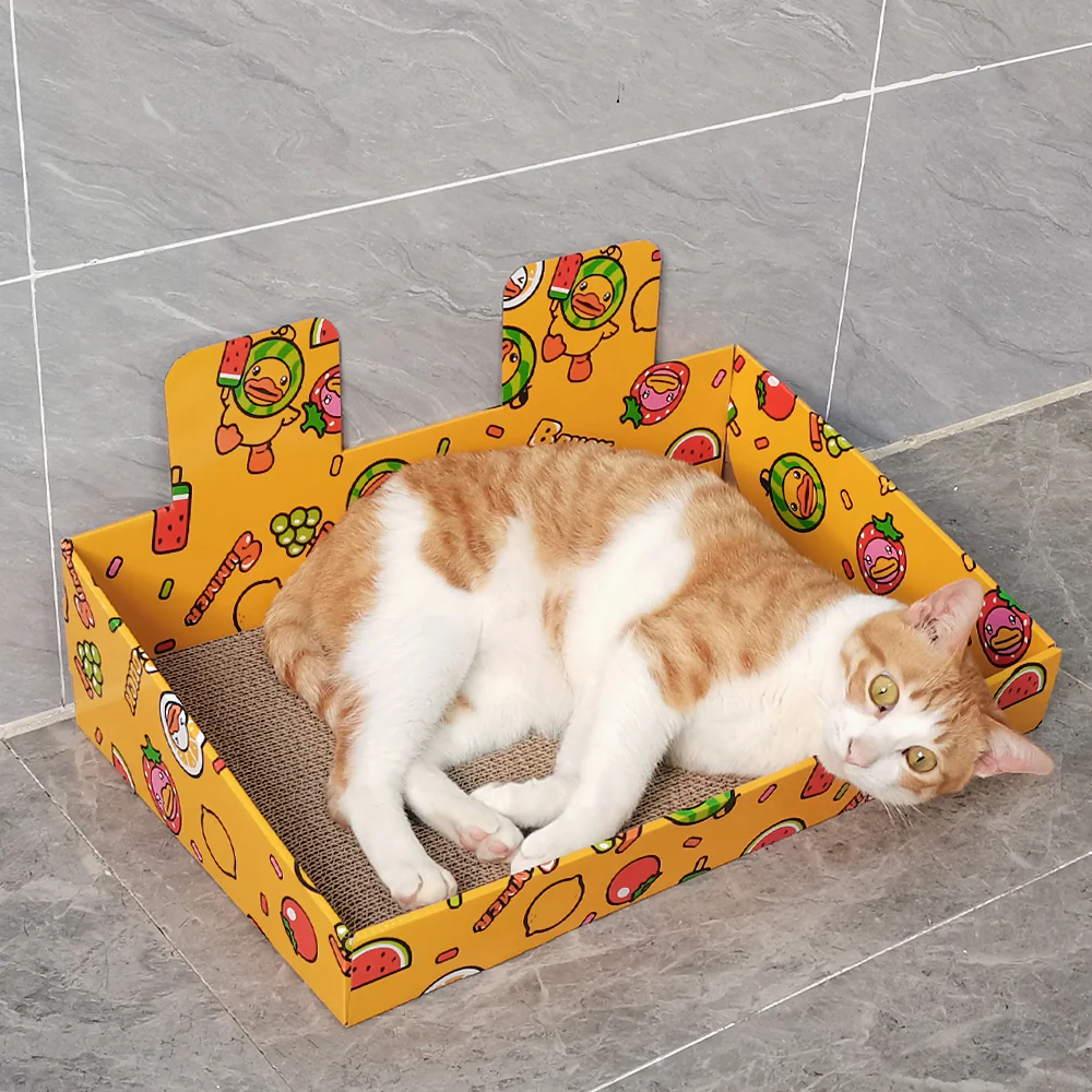 ZODIAC Yellow Cartoon Fruit Box Corrugated Cardboard Cat Scratcher 51x31x25.5cm - Image 8